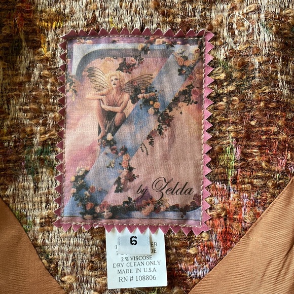 Real Mink- trimmed textured jacquard jacket in iridescent autumn colors hues - Picture 4 of 7